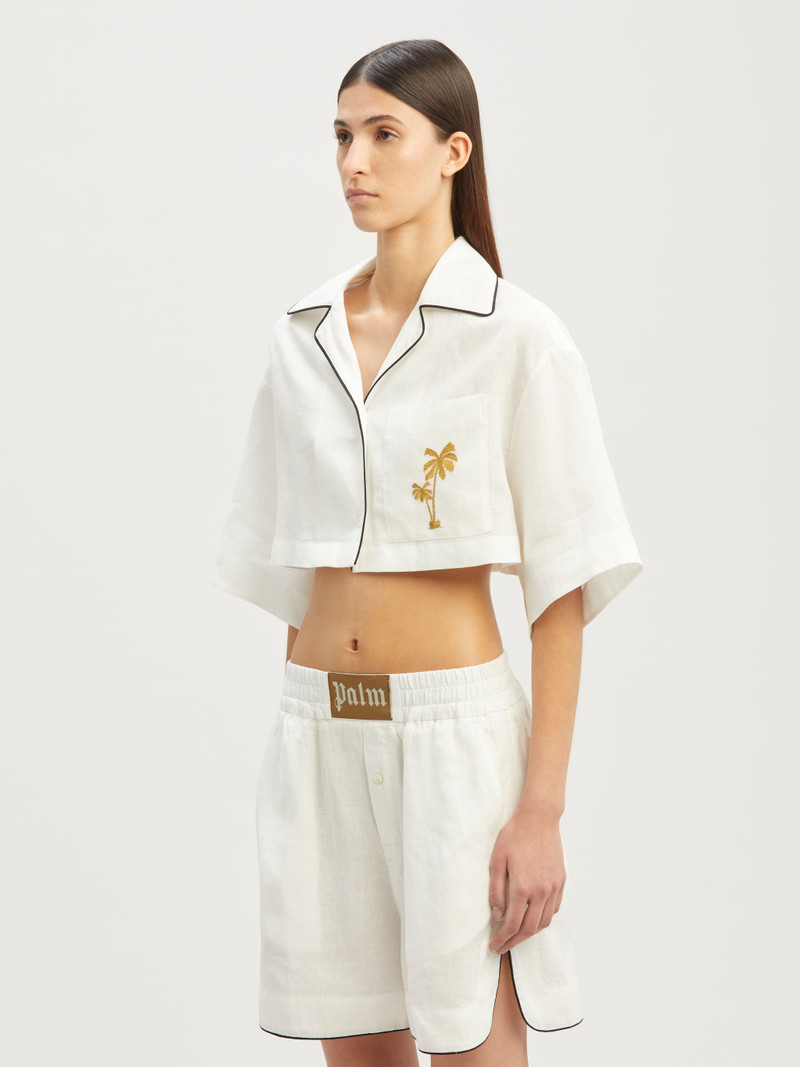 Cropped Linen Bowling Shirt 4