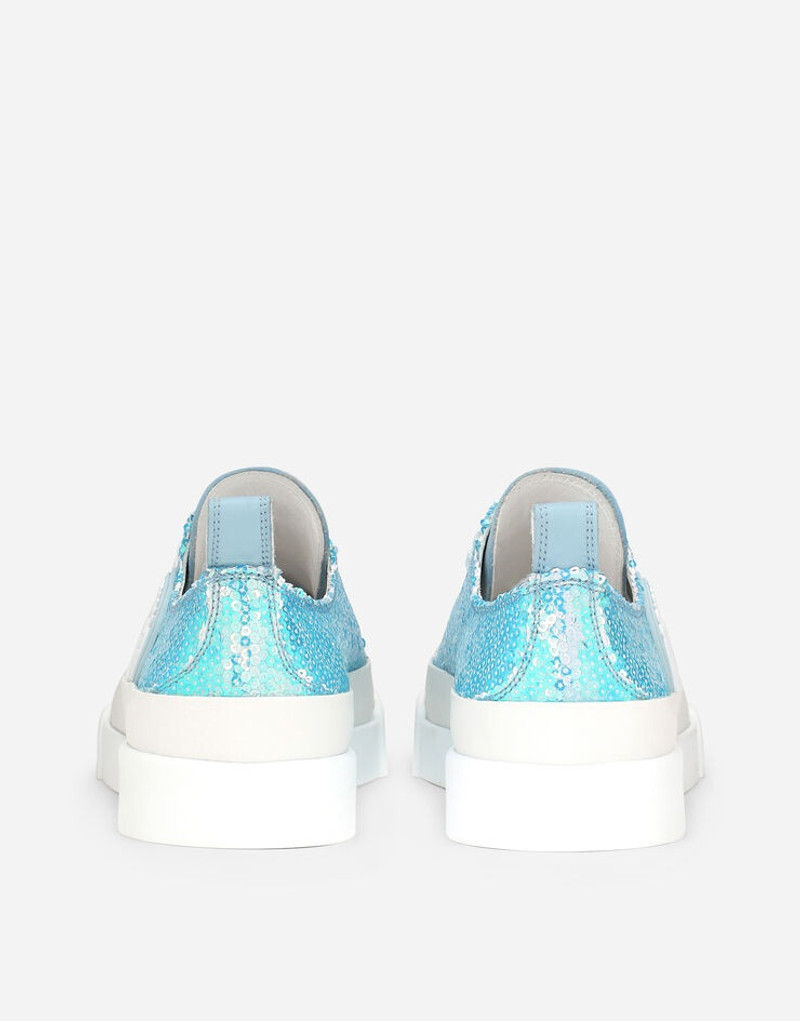 Dolce & Gabbana Rubberized calfskin Portofino Light sneakers with micro-sequins outlook