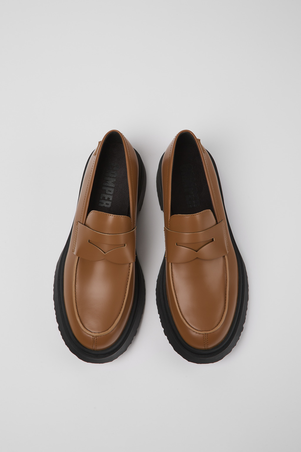 Brown leather loafers for men - 4