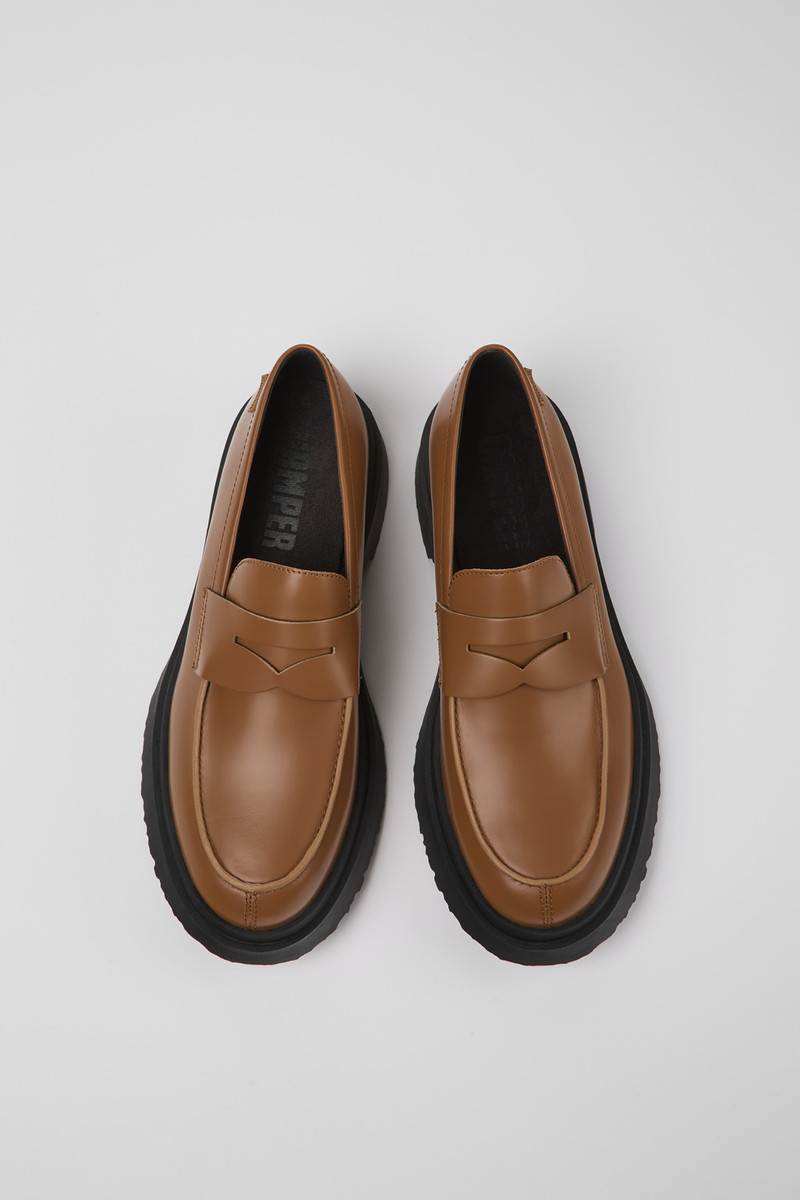 Brown leather loafers for men 4