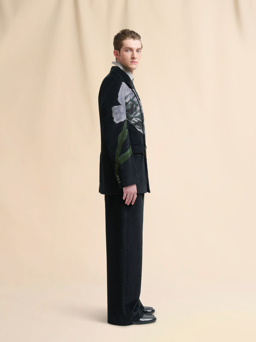 BLACK VELVET BLAZER WITH TULIP PRINT - 6