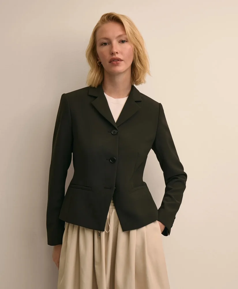 Three-Button Stretch Crepe Blazer - 1