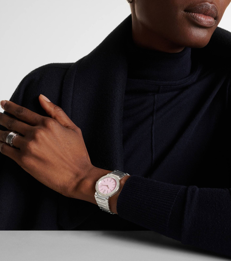 BVLGARI Bvlgari Bvlgari 33mm stainless steel watch with rubellite outlook