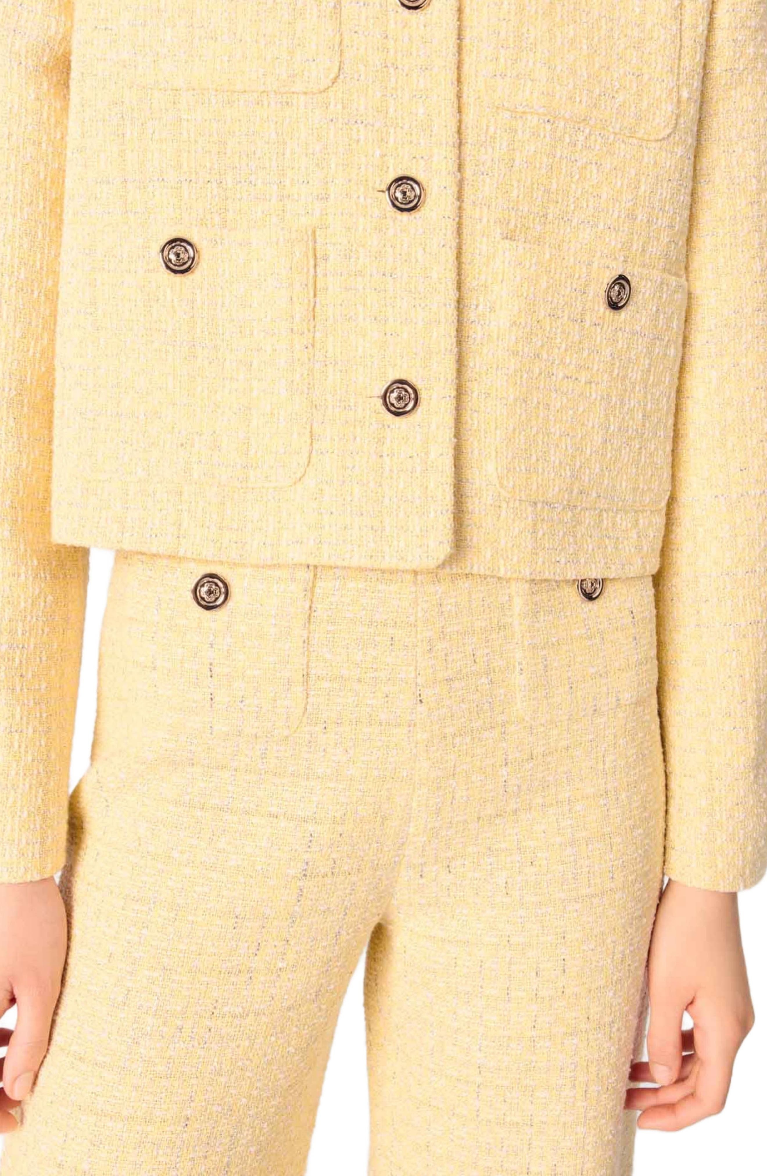 maje Straight-leg tweed/lurex trousers in Yellow at Nordstrom - 7