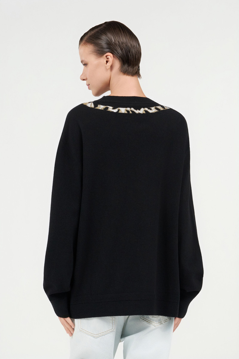 Oversized Wool Sweater with Tiger Motif 4