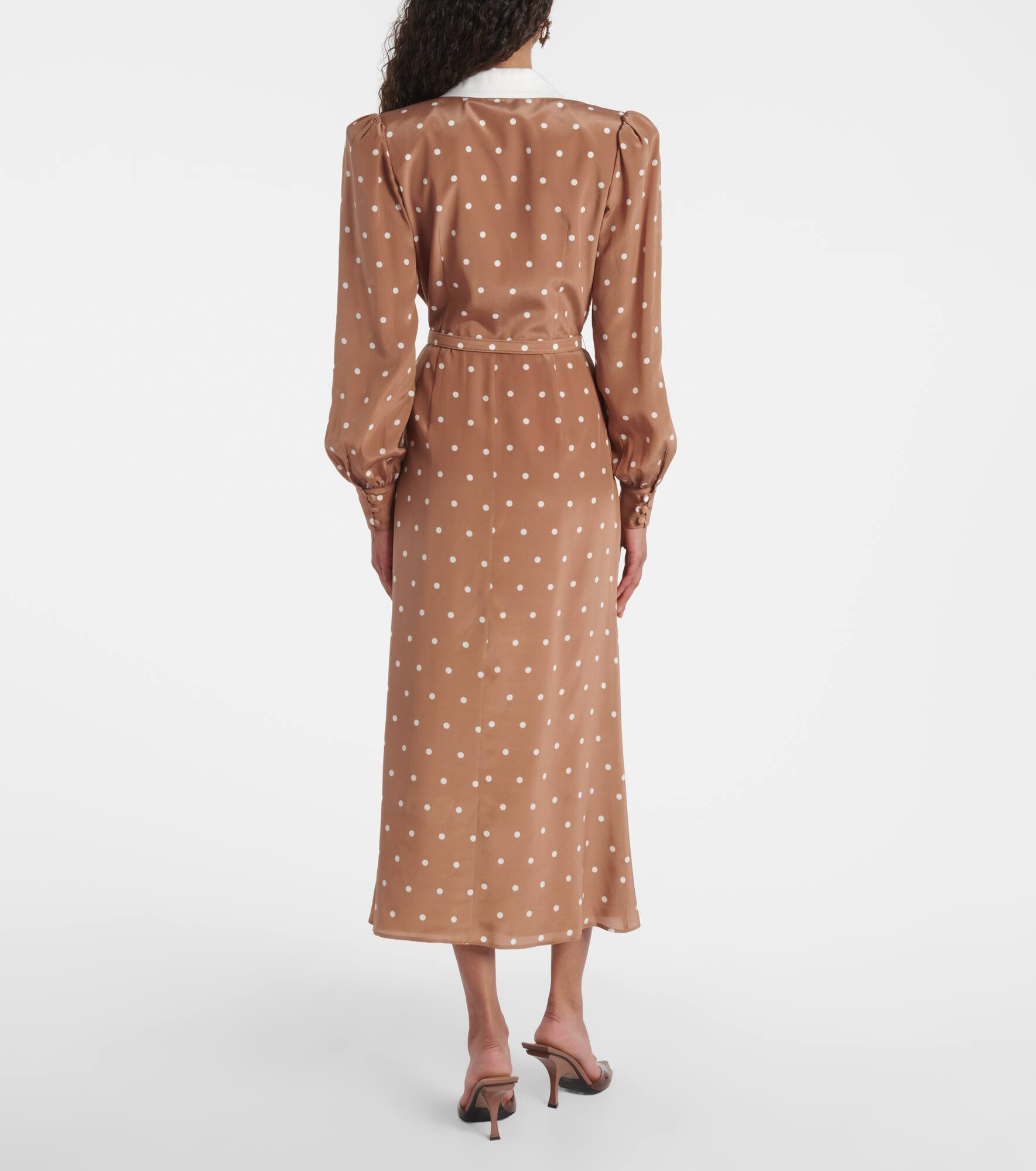 Polka-dot silk satin shirt dress - 3