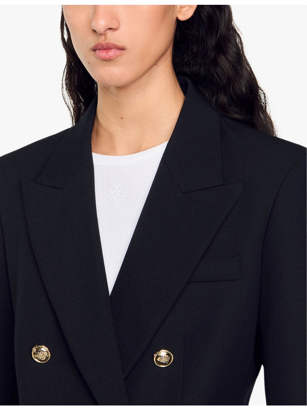 Lapel-collar double-breasted wool-blend blazer - 5