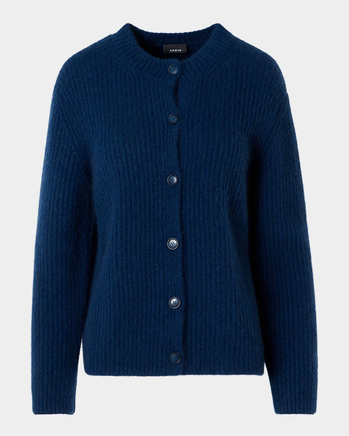 Rib Knit Cashmere-Silk Cardigan - 1
