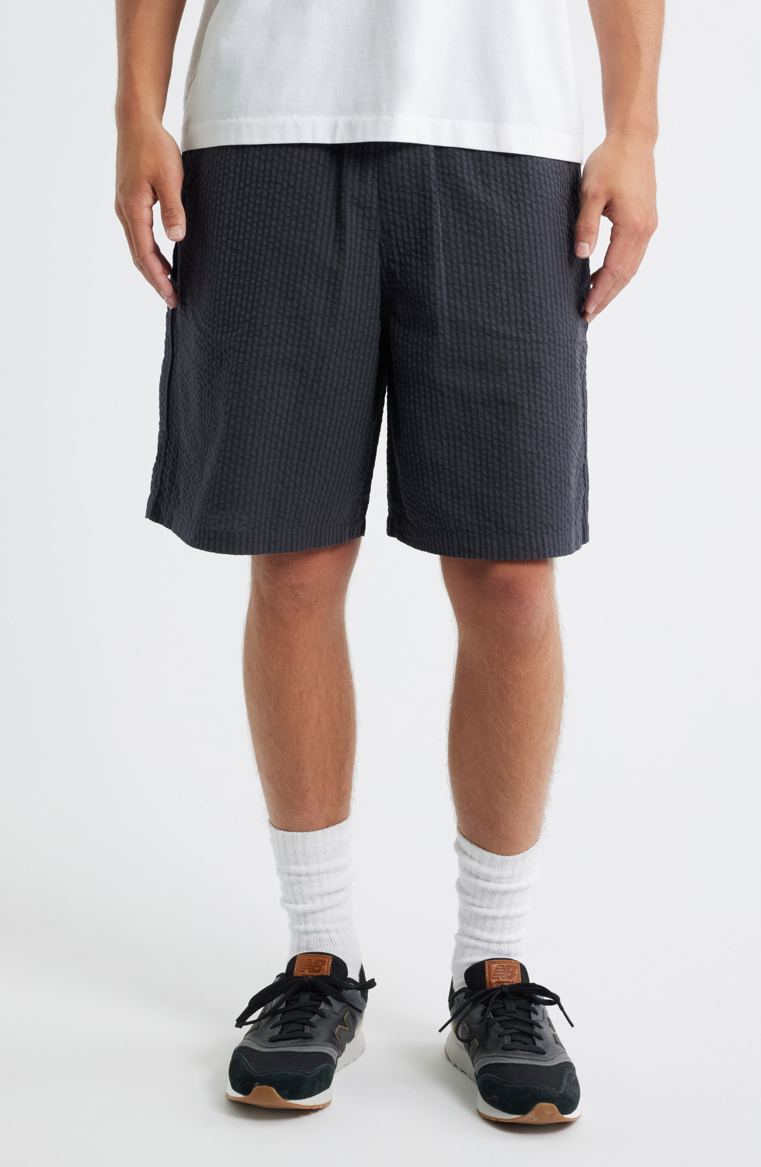 Carhartt Work In Progress Toland Seersucker Shorts in Toland Stripe, Black at Nordstrom - 1
