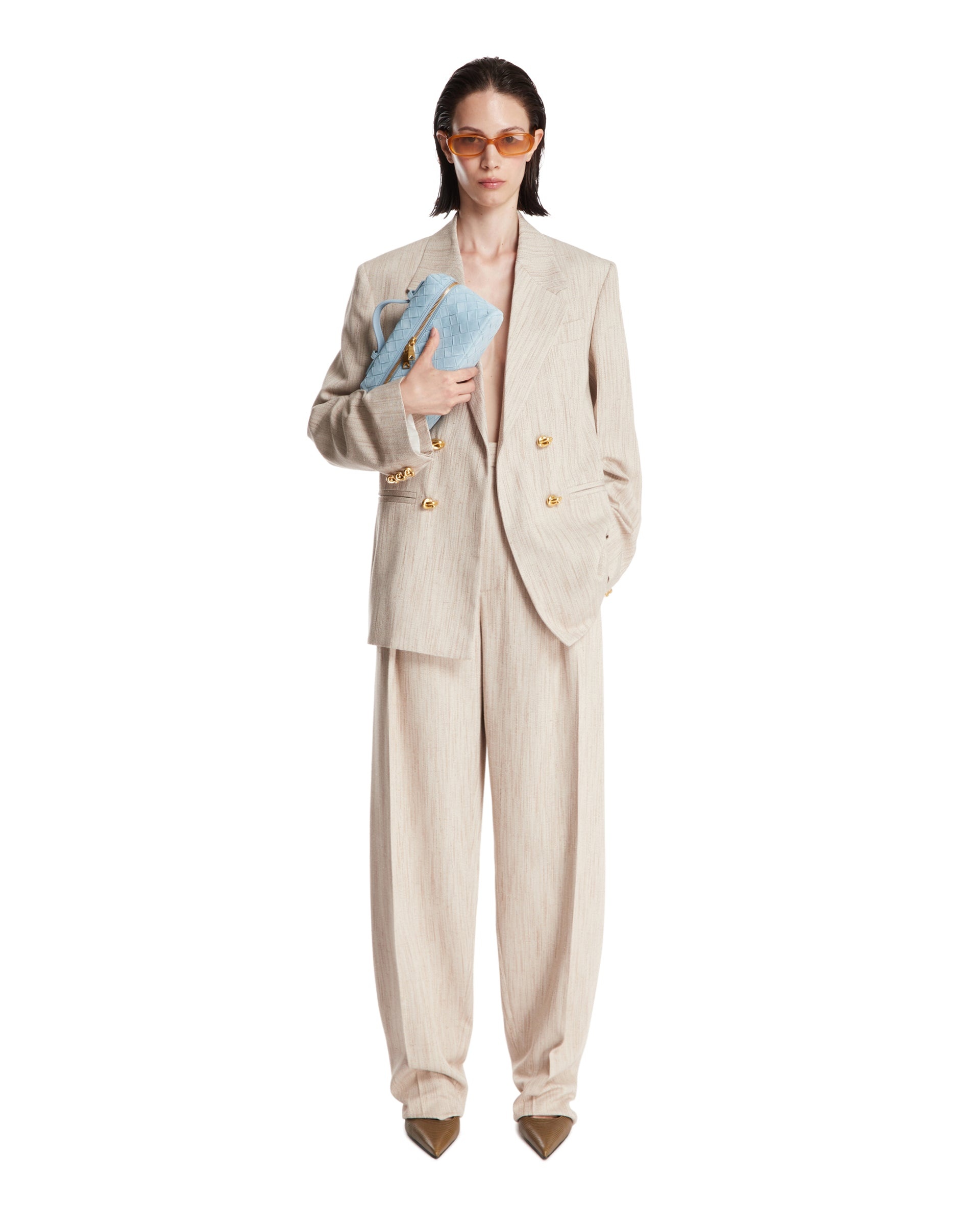 Beige Silk and Viscose Pants - 2