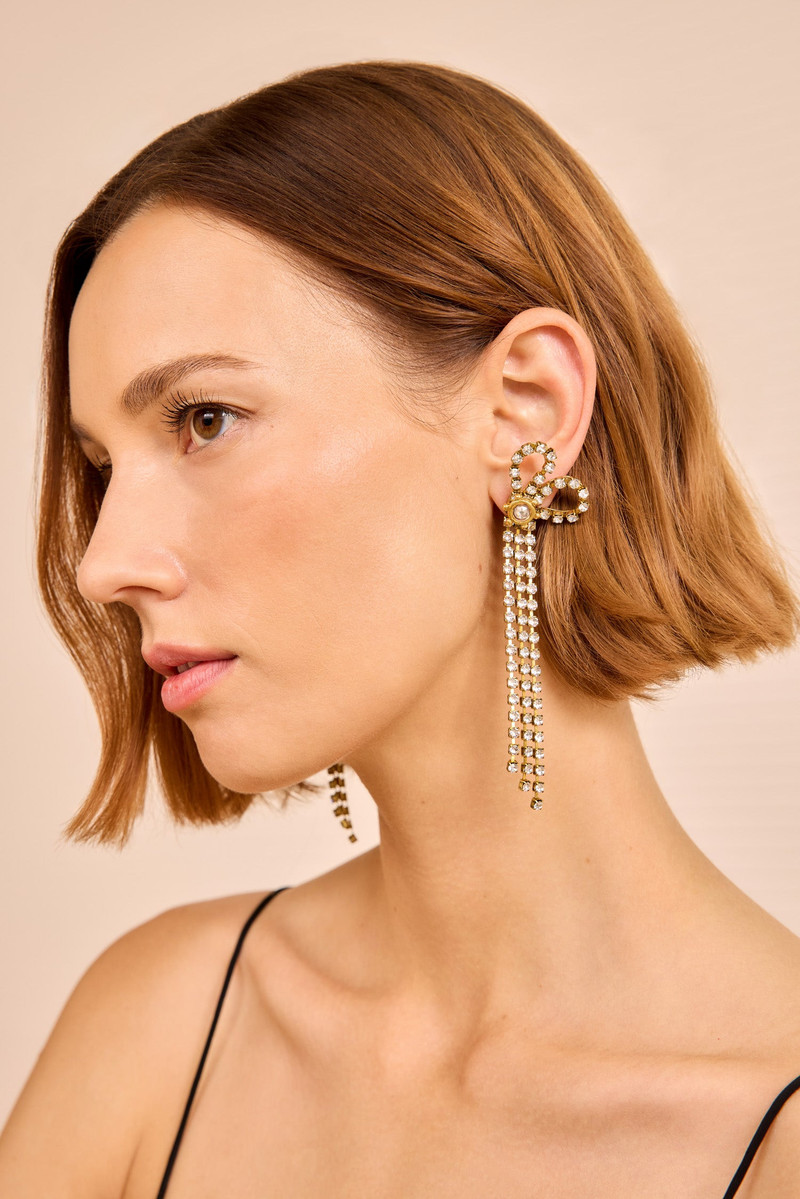 ULLA JOHNSON Crystal Bow Chandelier Earring outlook