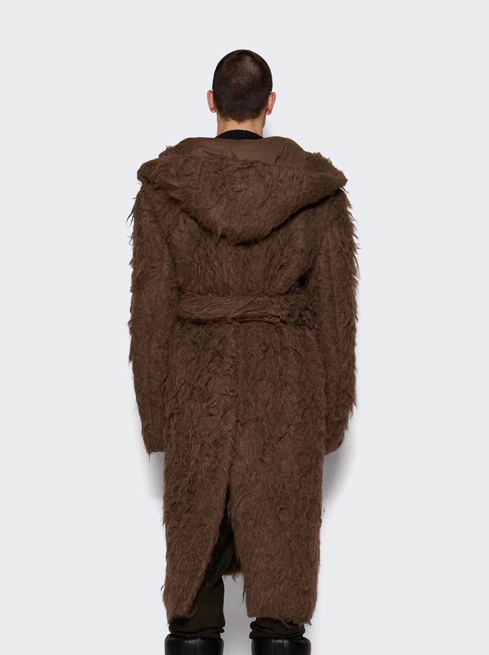 Slim Belted Hooded Coat Fawn - 5