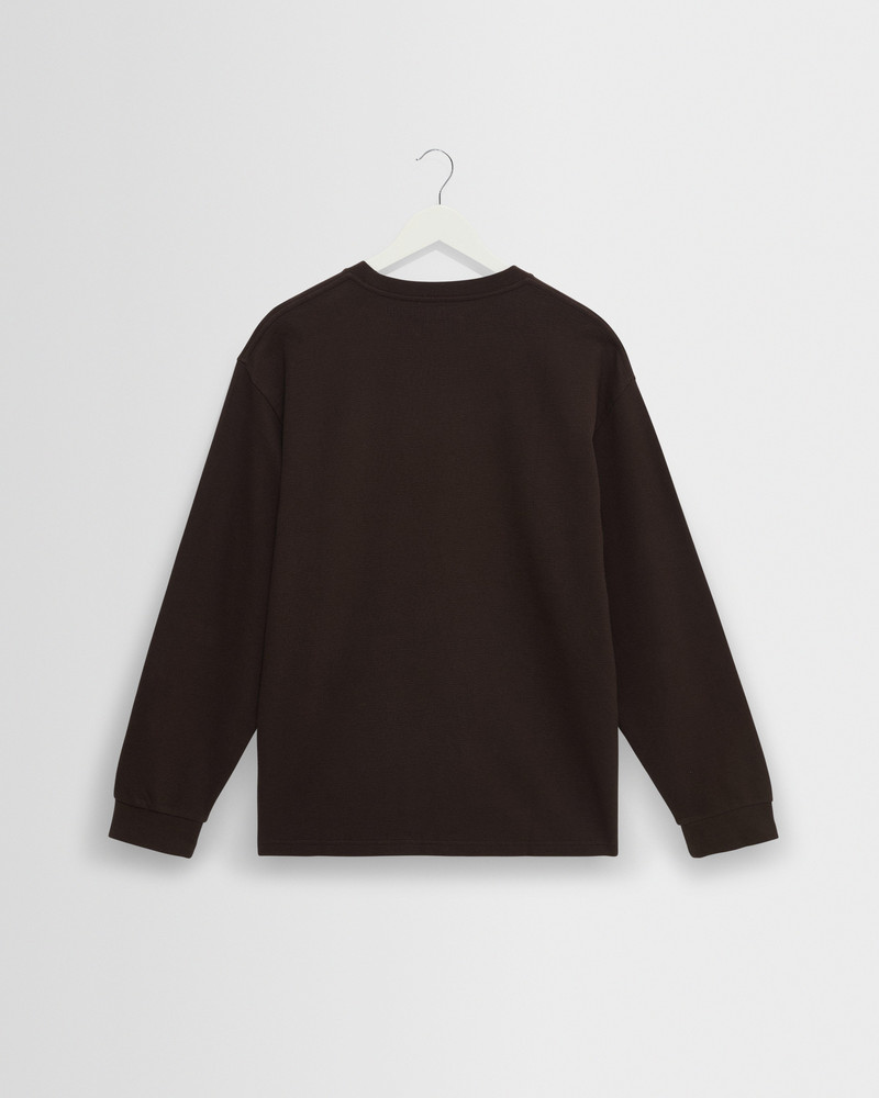Hayden - Dark Brown Textured Organic Cotton Long Sleeve T-Shirt 8