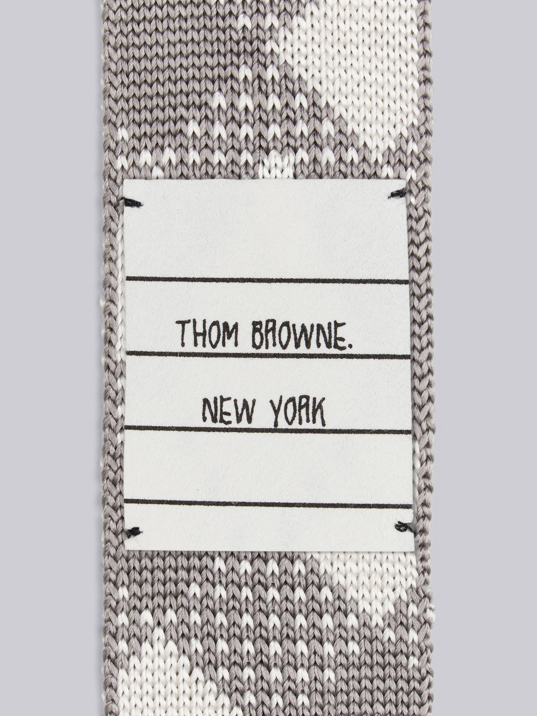 Light Grey Knitted Silk Jacquard Gingham Check 4-Bar Tie - 2
