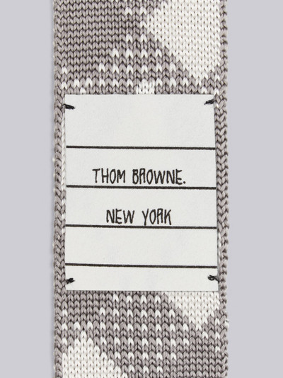Thom Browne Light Grey Knitted Silk Jacquard Gingham Check 4-Bar Tie outlook