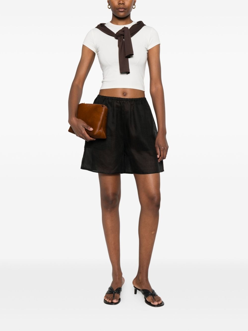 elasticated ramie shorts - 2