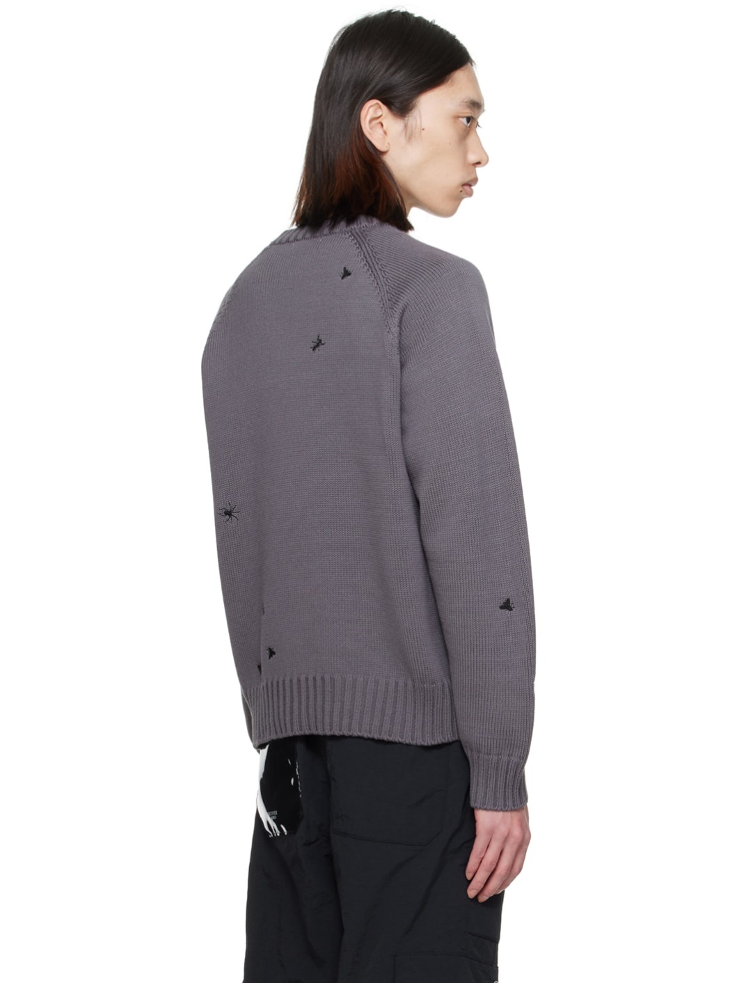 Gray Embroidered Sweater - 3