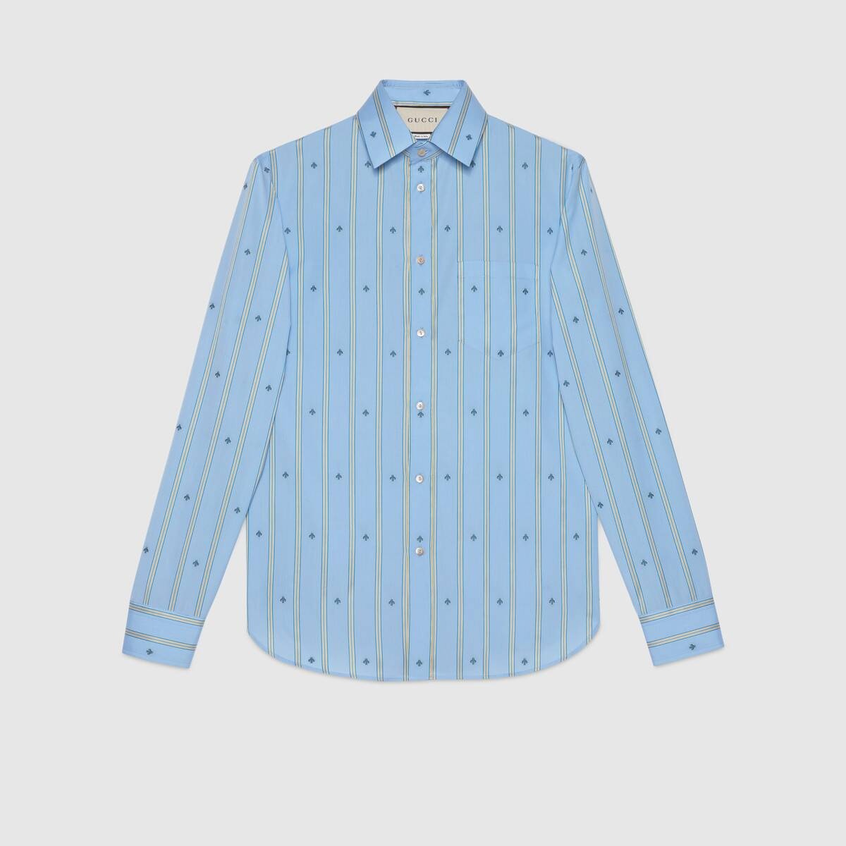 Cotton shirt with bee stripe fil coupé - 1