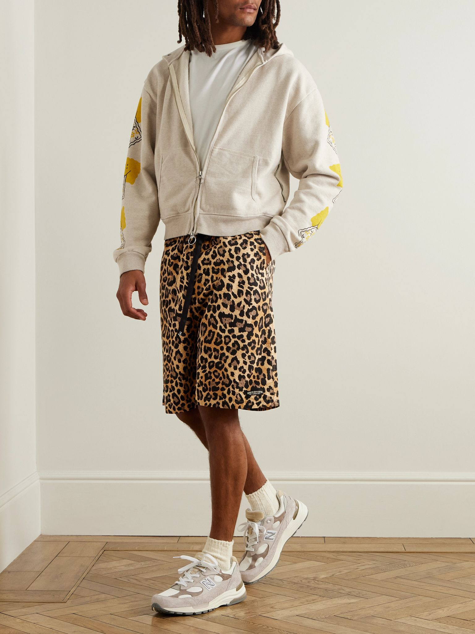 Printed Cotton-Jersey Zip-Up Hoodie Ecru - 2