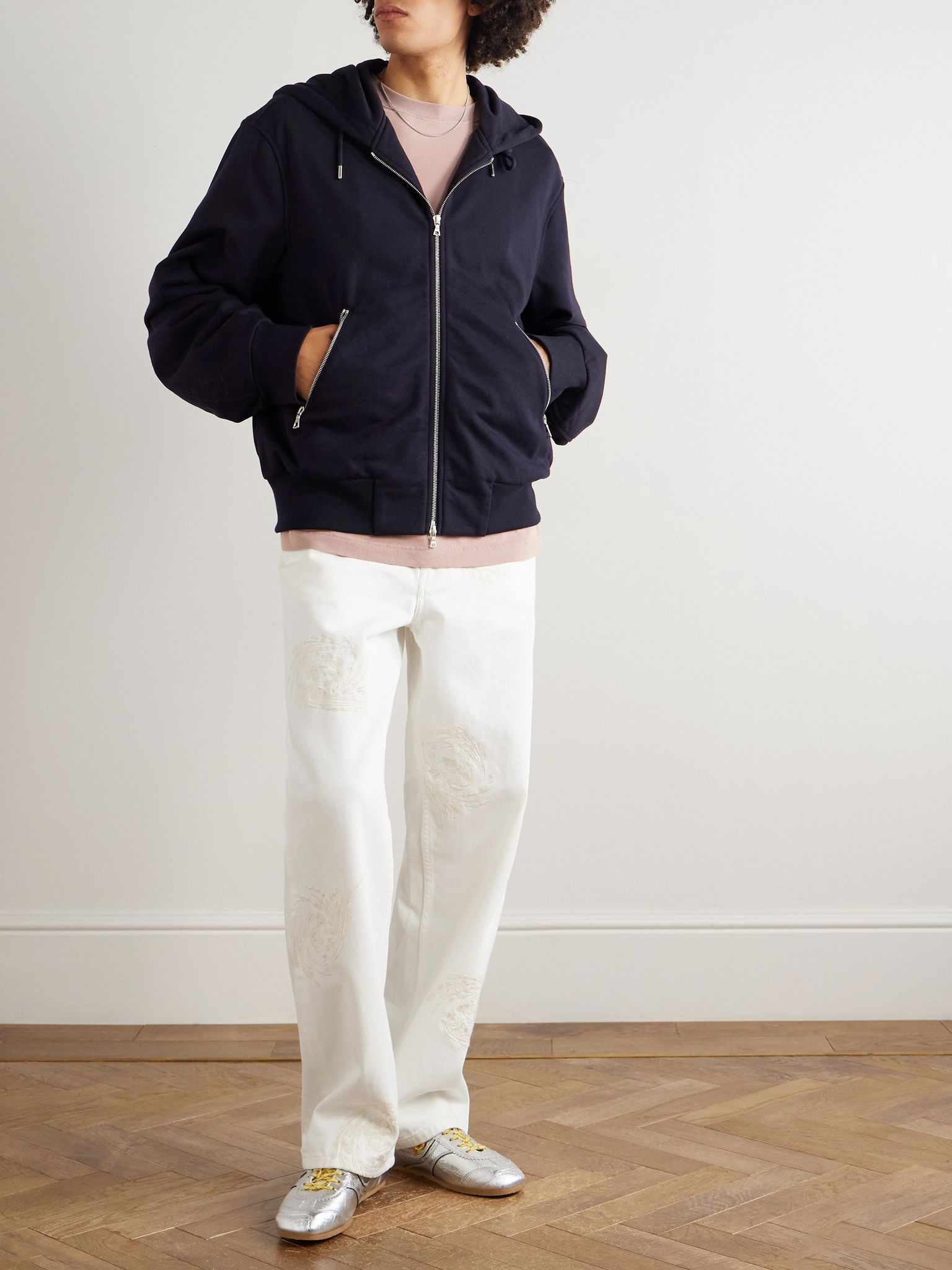Cotton-Jersey Zip-Up Hoodie Navy - 2