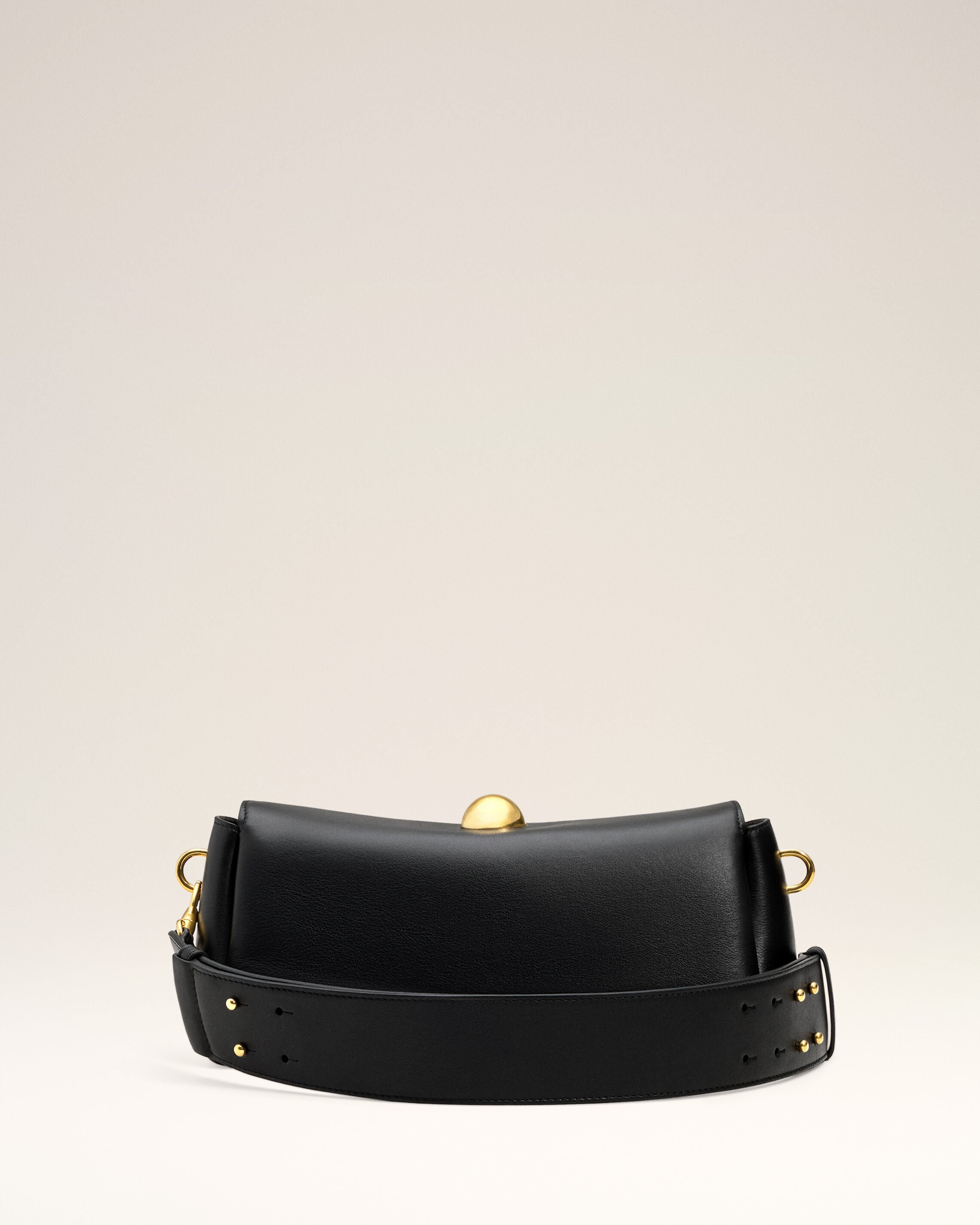 BLACK LEATHER CARROUSEL BAG - 5