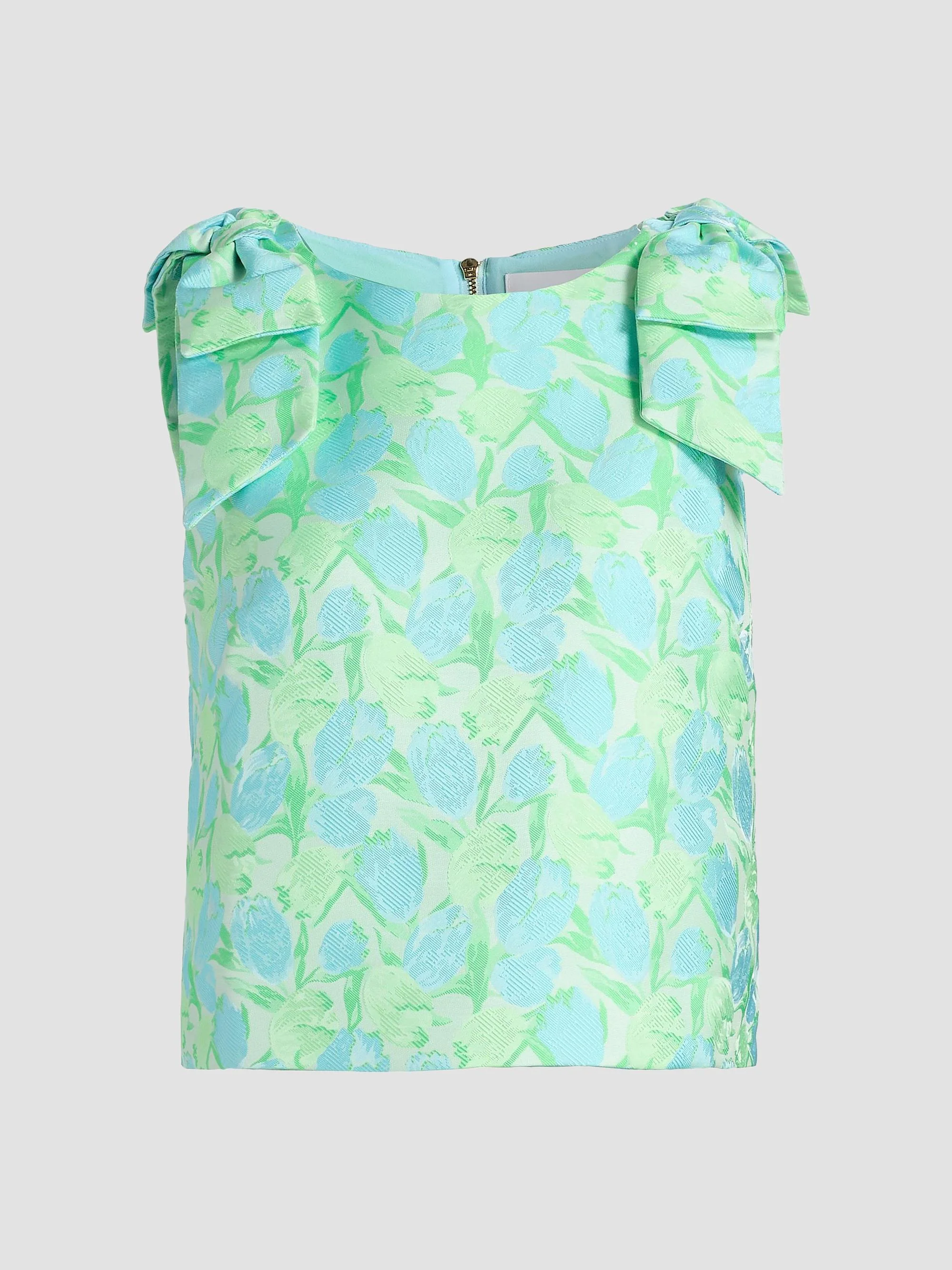 Women's Annaleese Jacquard Bow Crop Top - Capri Blue Tulip - 1