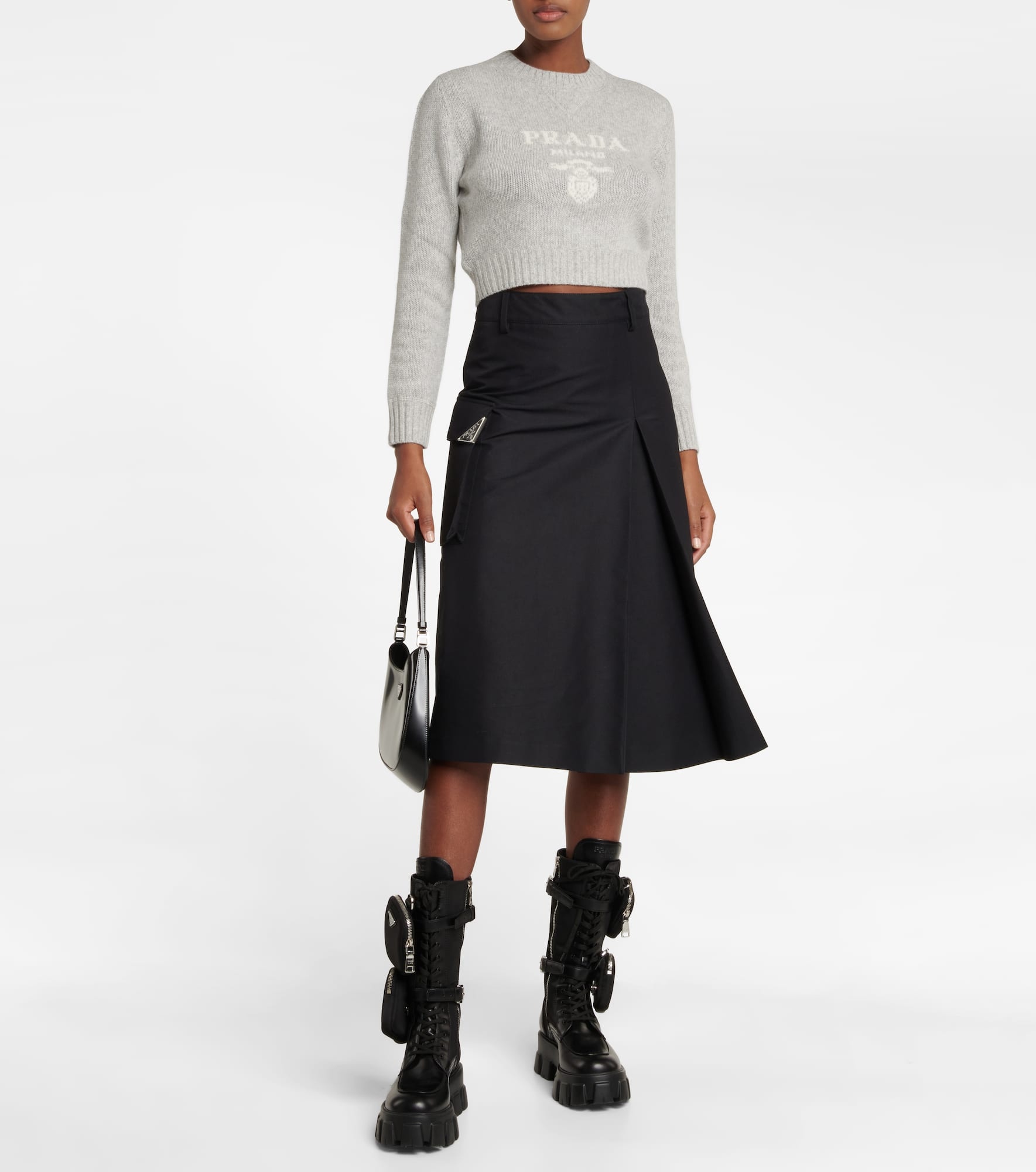 Virgin wool and cashmere cropped sweater - 2