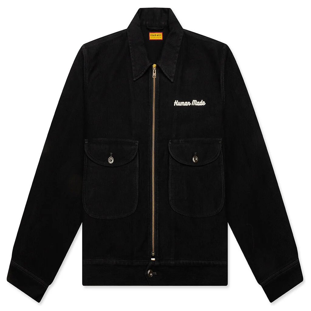 ZIP-UP WORK JACKET - BLACK - 1