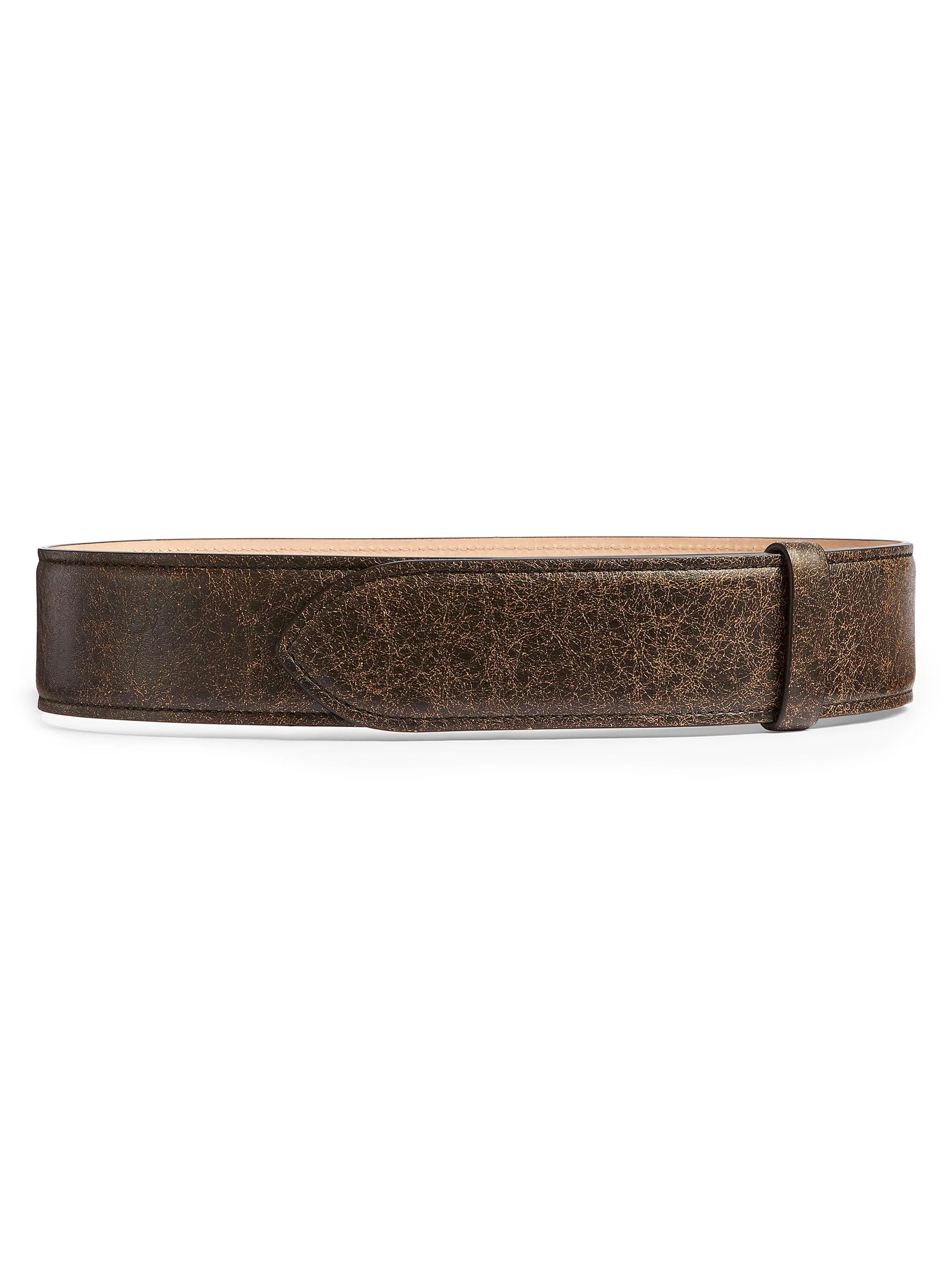 Women's Theo Leather Belt - Dark Brown - 1