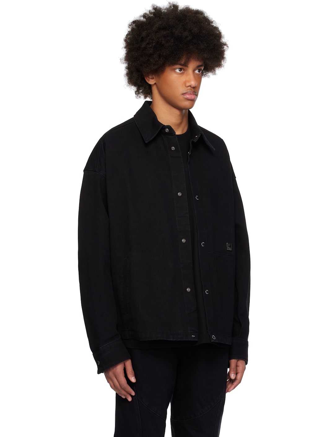 Black Pocket Detail Denim Shirt - 2