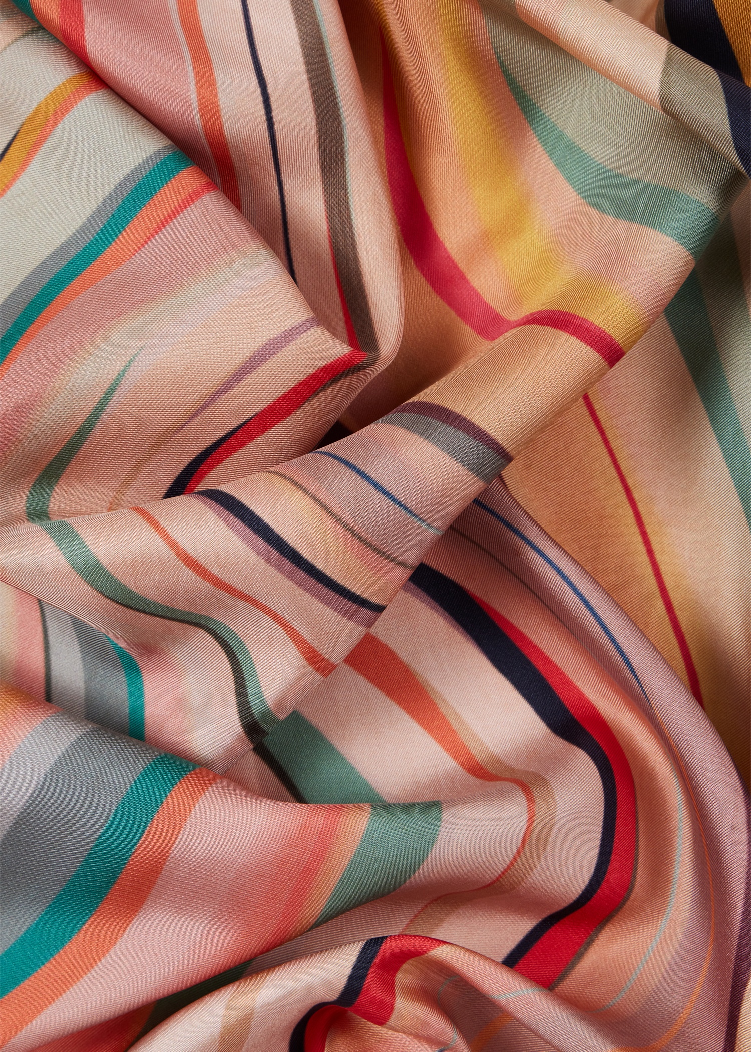 Women's Dusky Pink 'Swirl' Silk Twill Scarf - 5