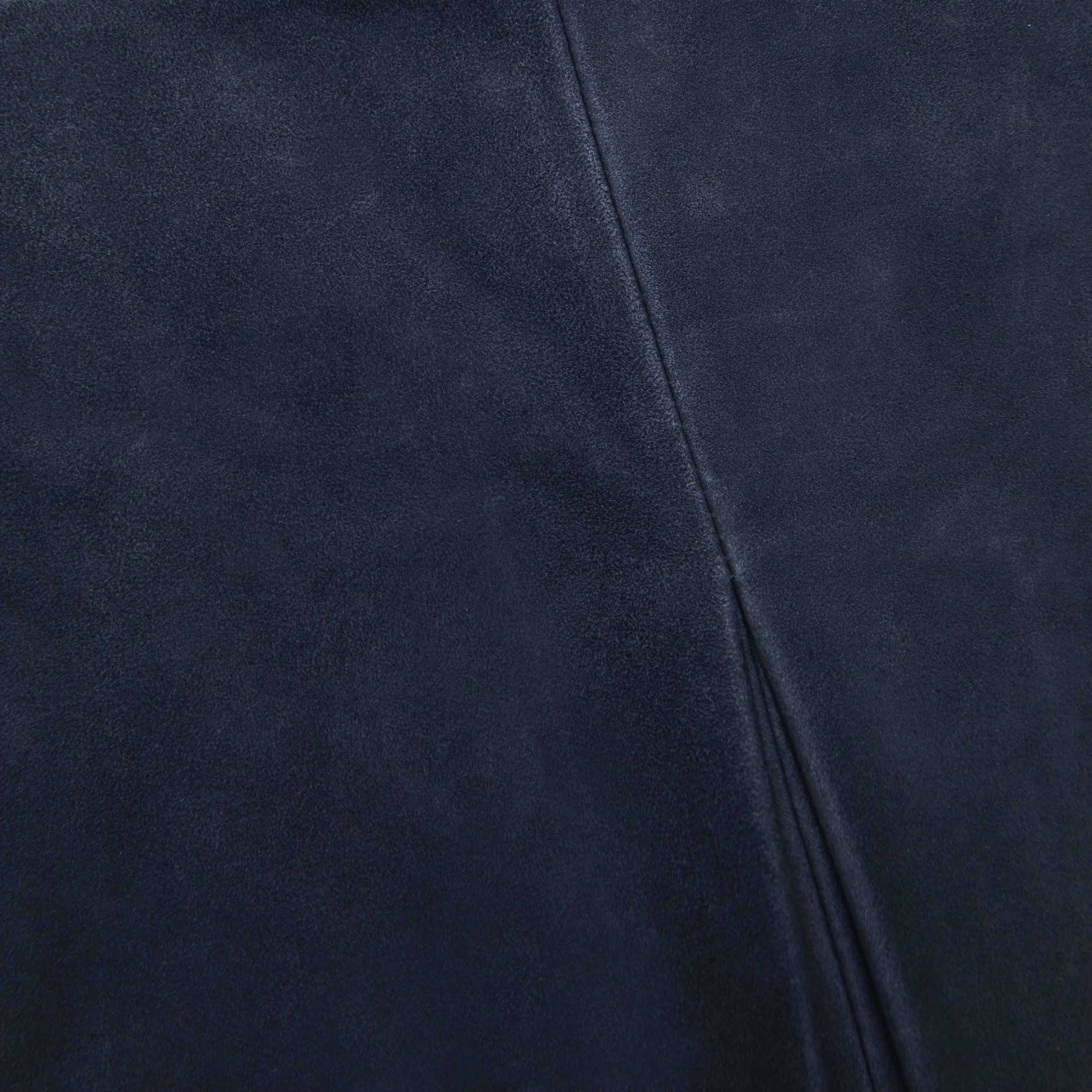 Navy Suede Mini Skirt - 5