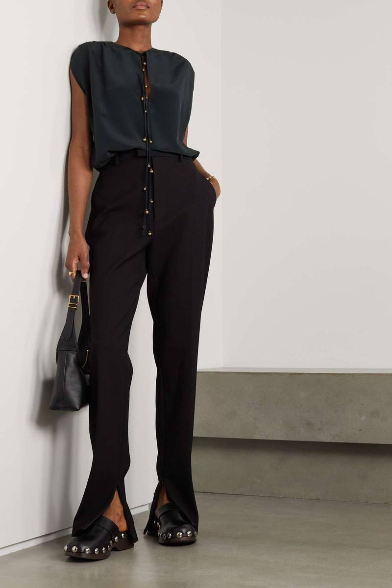 Stella McCartney Bead-embellished gathered silk crepe de chine top outlook