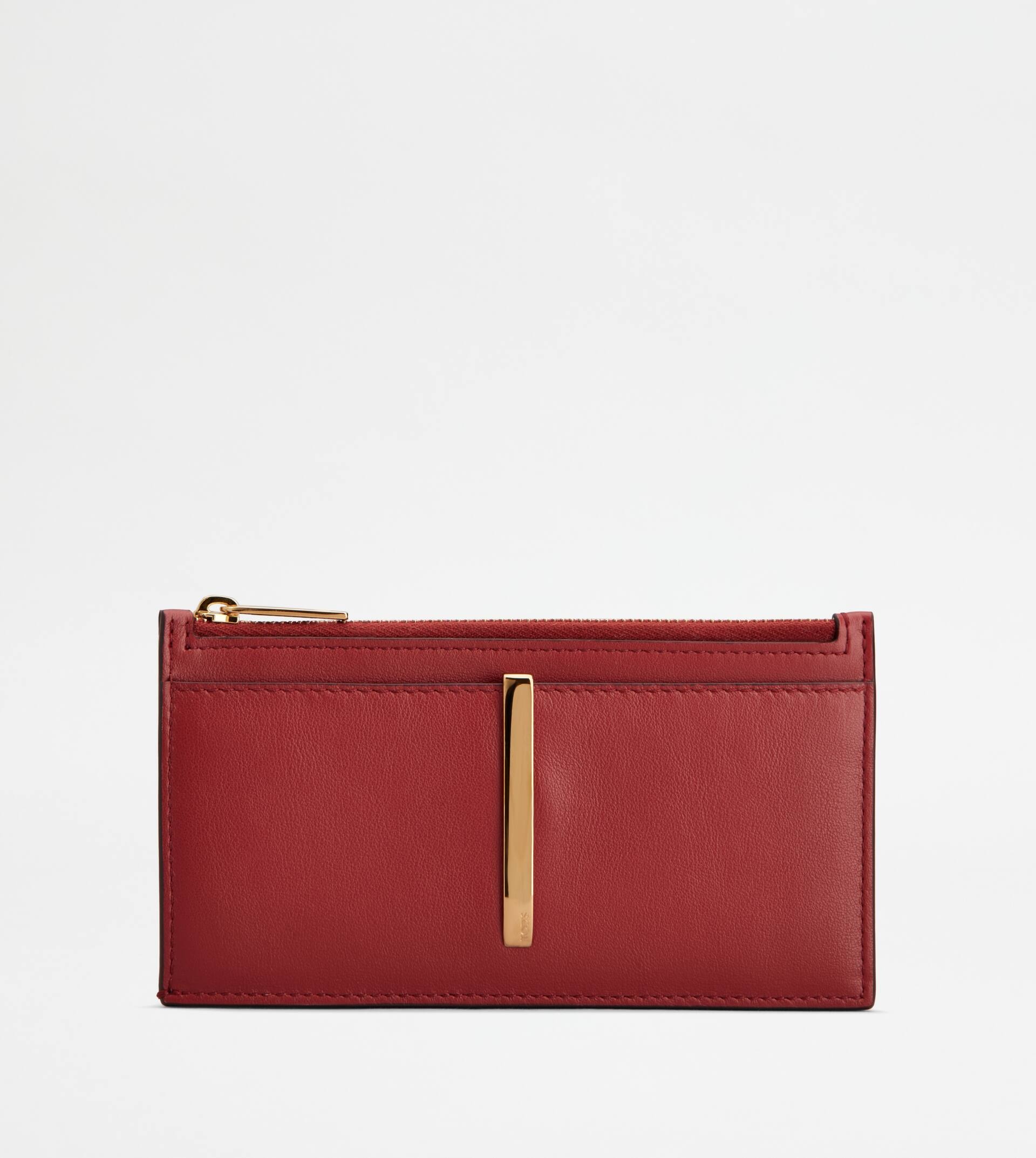 CARD HOLDER IN LEATHER - RED - 1