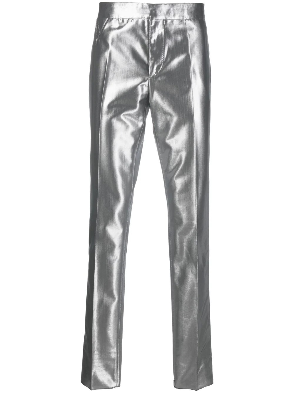 metallic straight-leg trousers - 1