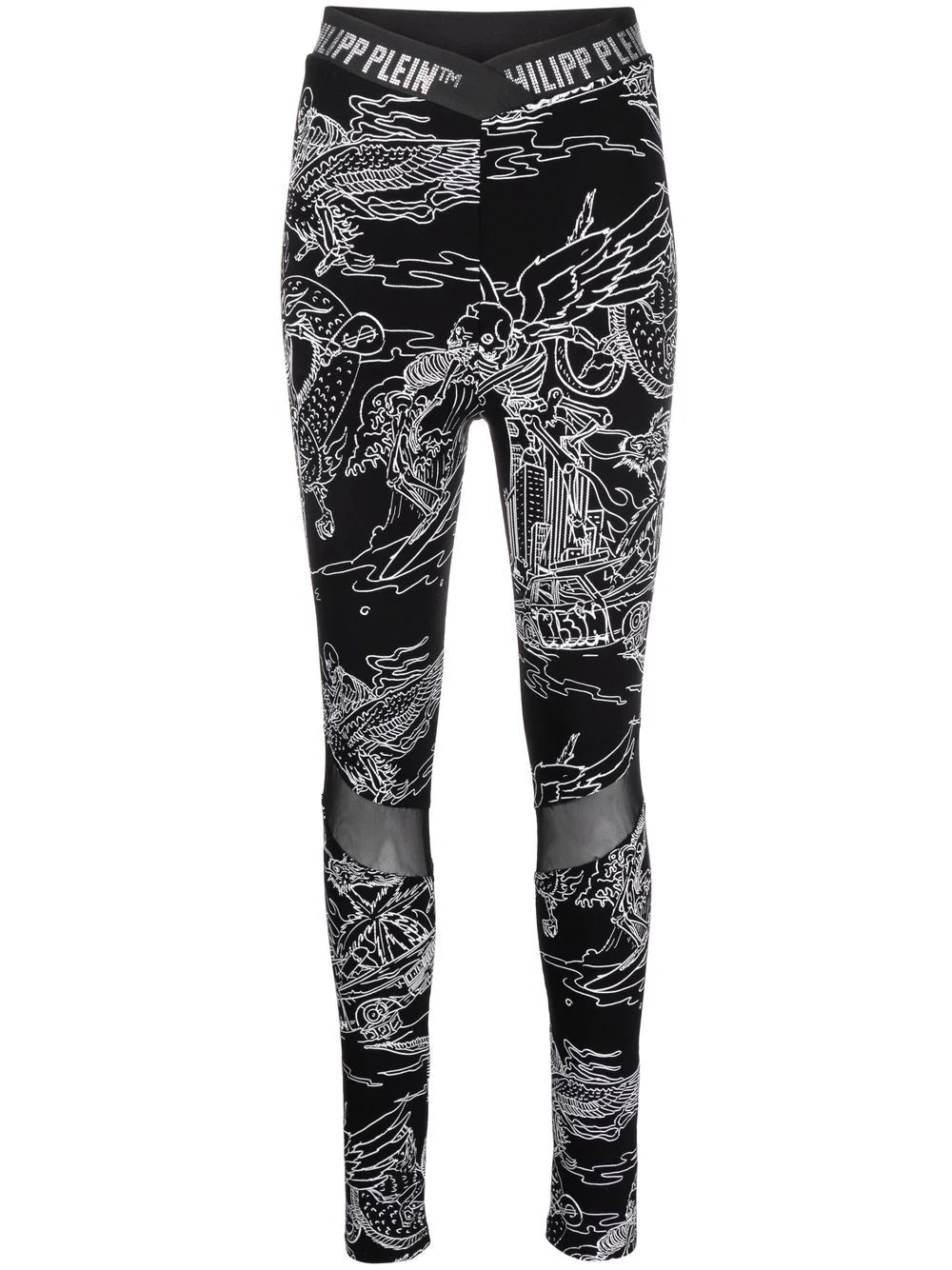 high-waist tattoo-print leggings - 1