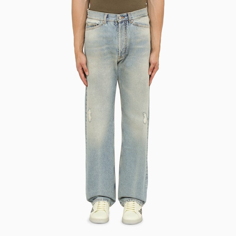 Palm Angels Light Blue Denim Monogram Jeans - 1