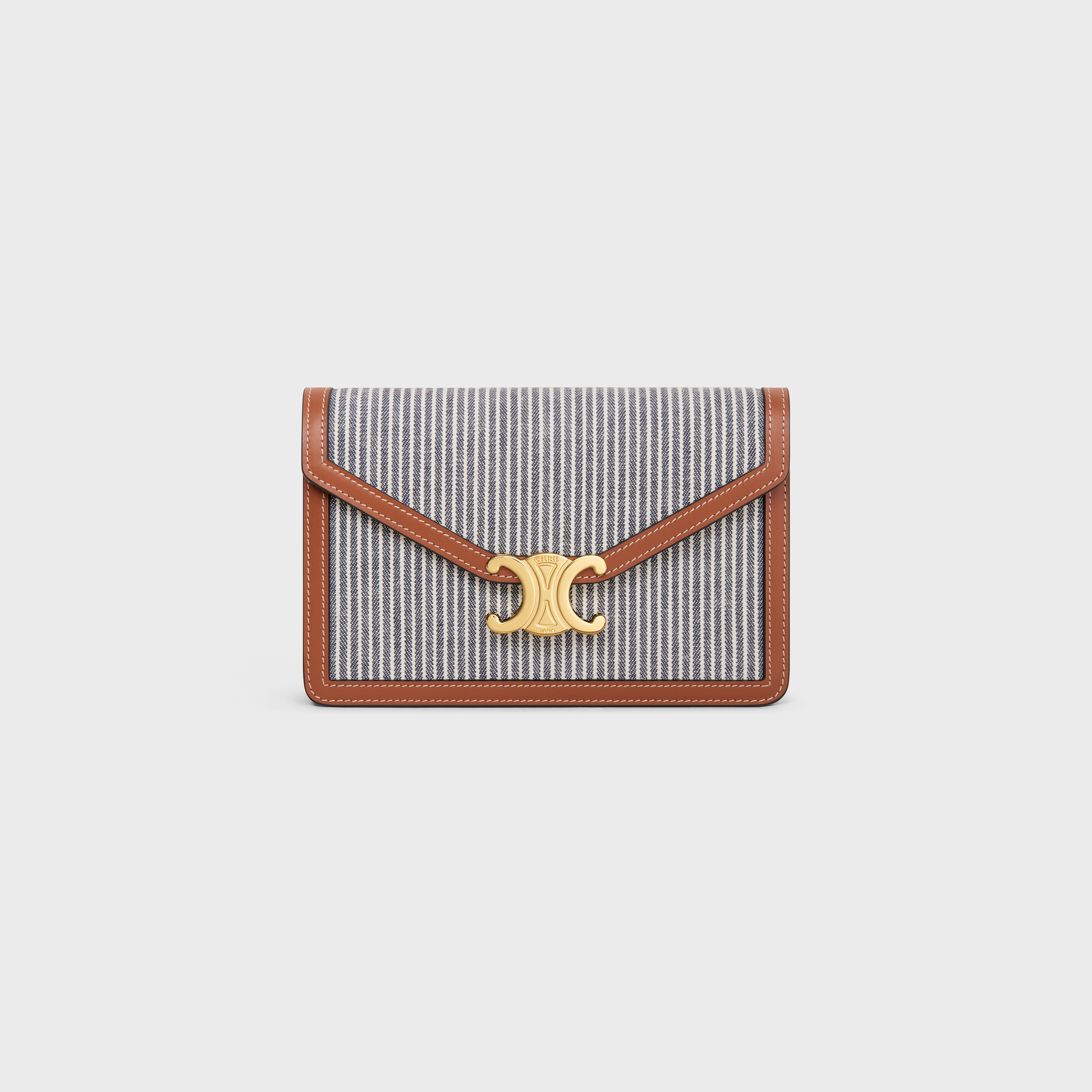 WALLET ON CHAIN MARGO in STRIPED TEXTILE AND CALFSKIN - 1