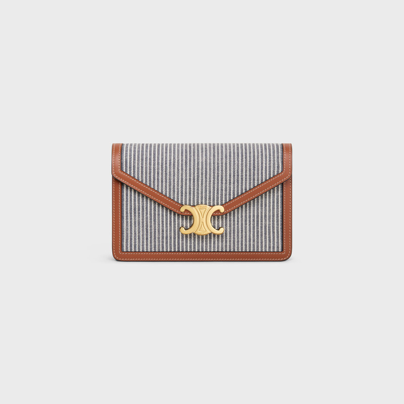 WALLET ON CHAIN MARGO in STRIPED TEXTILE AND CALFSKIN 1