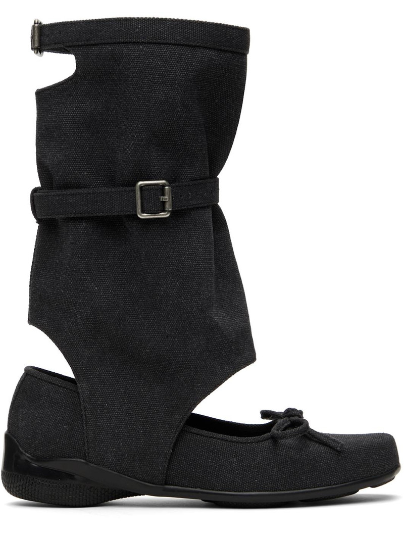 Gray Ballet Flat Cut-Out Boots 1