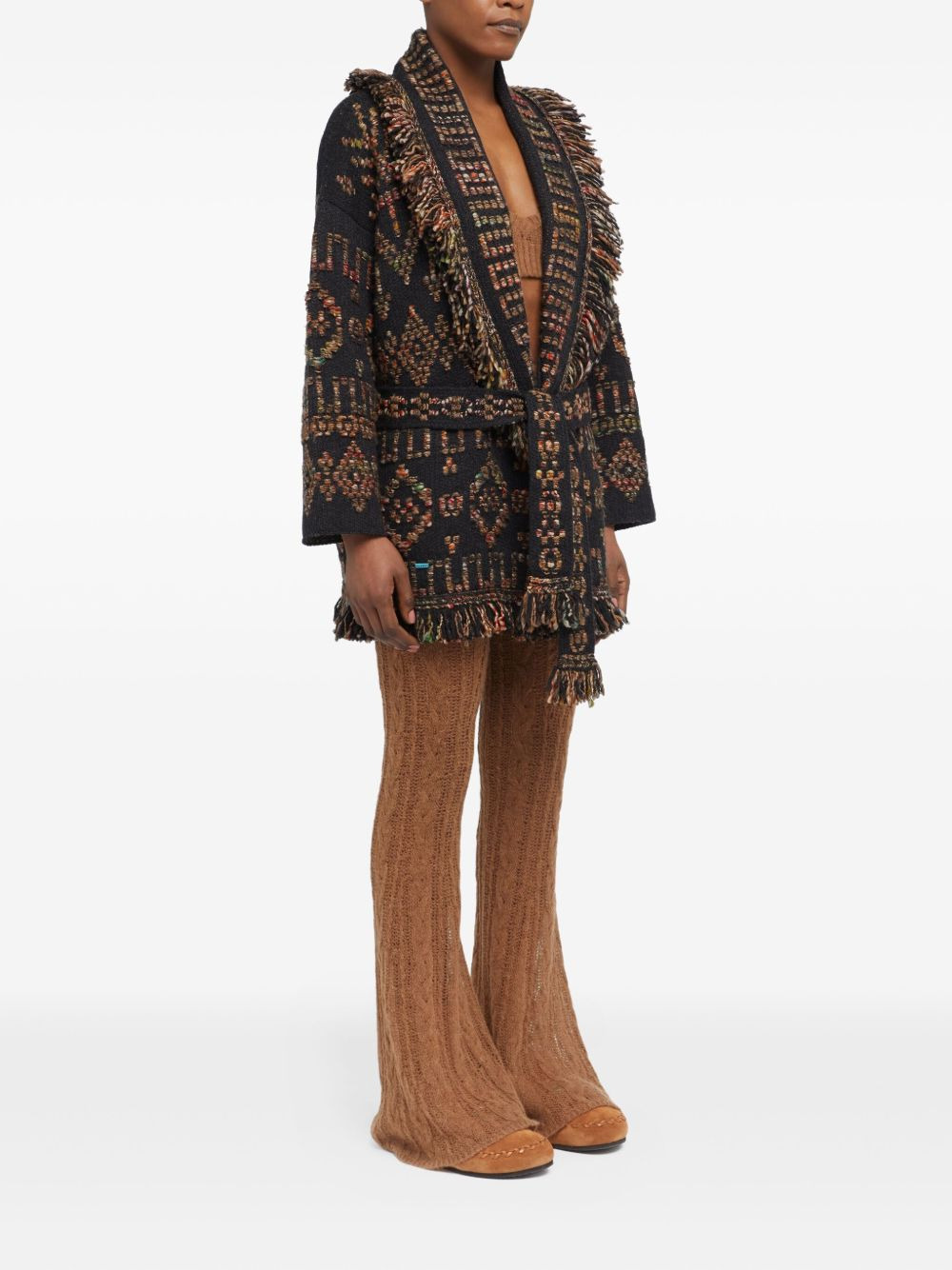 patterned fringed cardigan - 3