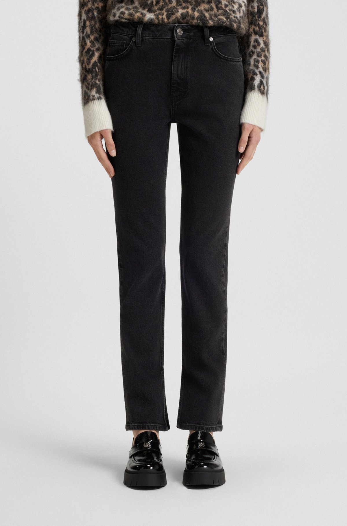 HIGH-WAISTED SLIM-FIT JEANS IN GREY STRETCH DENIM - 2