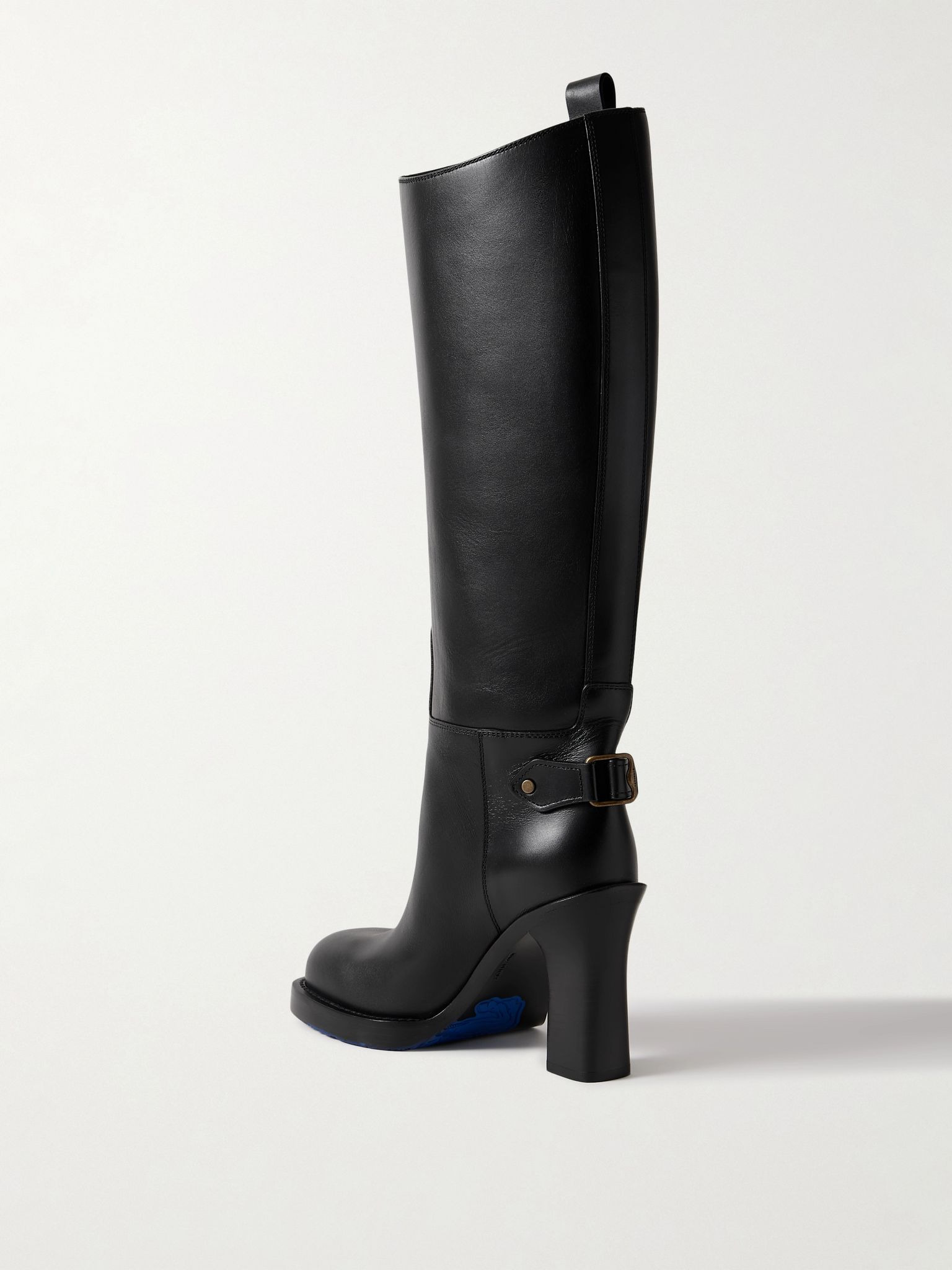Buckled leather knee boots Black - 3