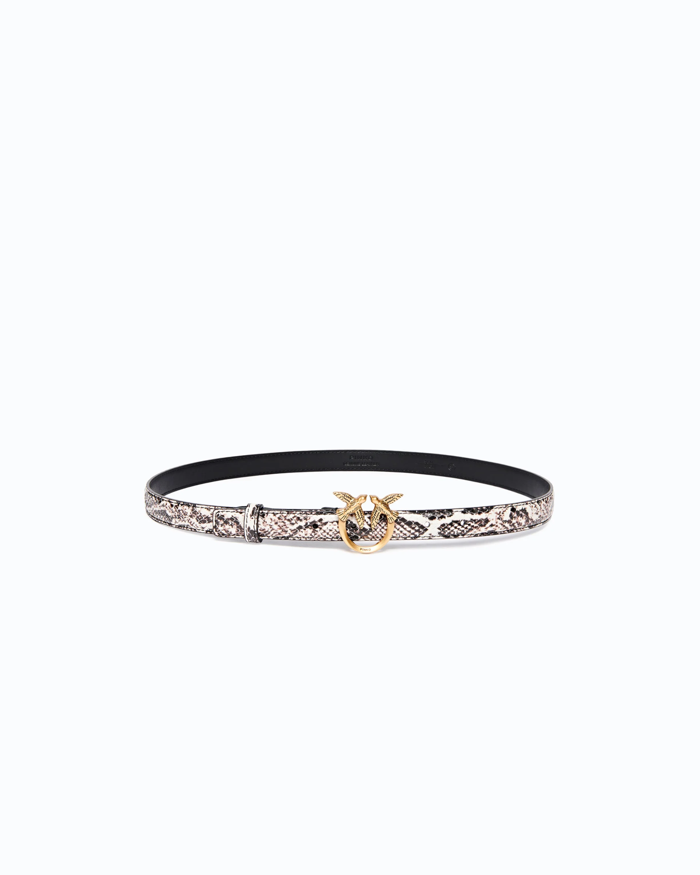 PYTHON-PRINT BELT WITH LOVE BIRDS BUCKLE, 2 CM - 1