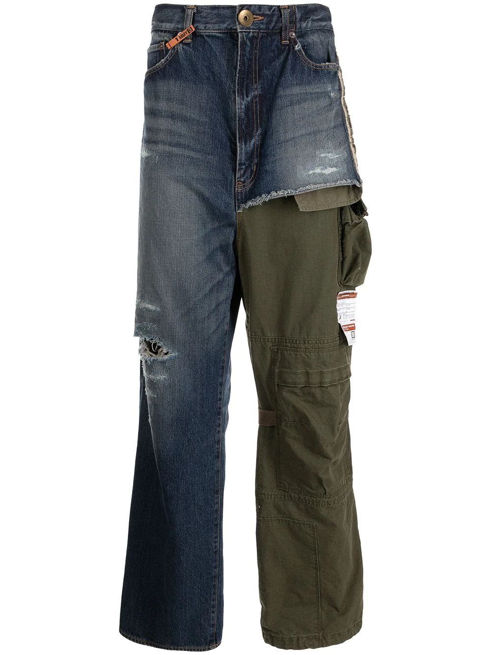 contrast-panel straight-leg jeans - 1