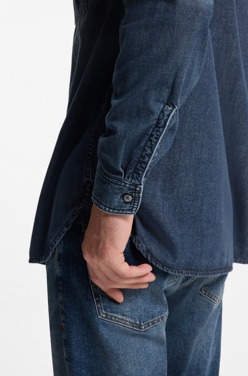 BECKHAM X BOSS SHIRT IN BLUE DENIM 6