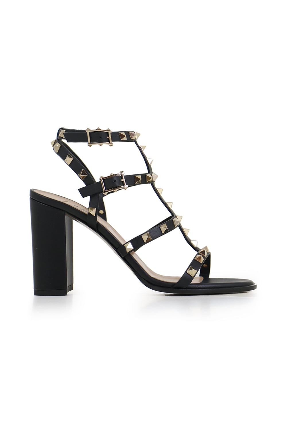 ROCKSTUD FOUR STRAP HEEL 90MM SANDAL TONAL BLACK - 4