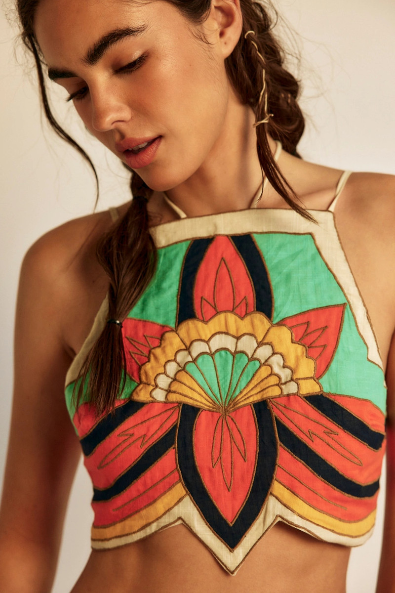 Lotus Applique Halter Top 1