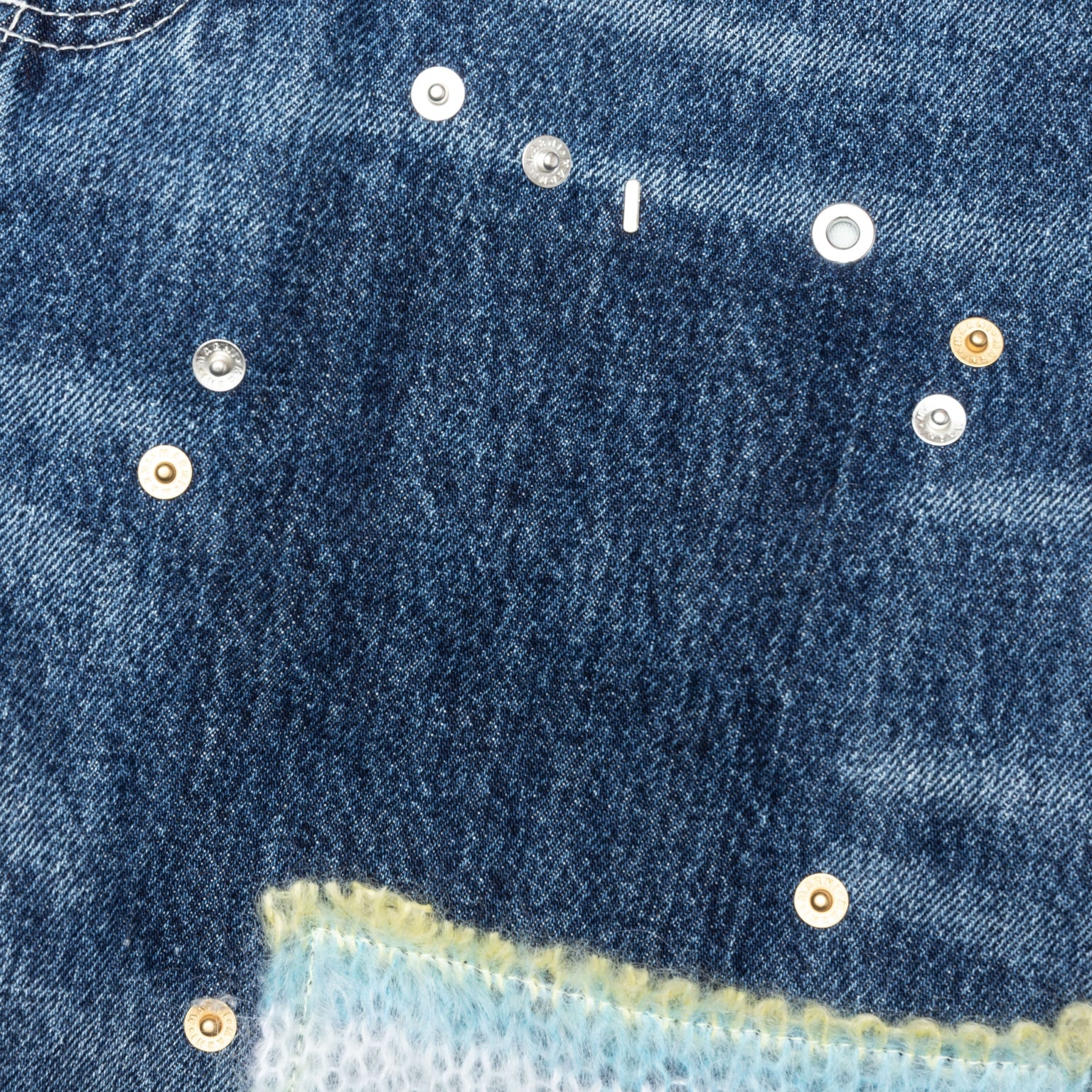 VIRGIN WOOL DENIM TROUSERS WITH KNITTED PATCHES  - DEEP BLUE - 5