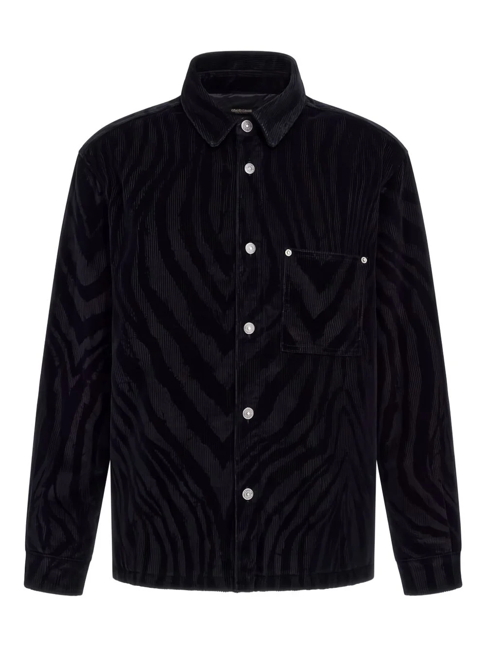 zebra-print chest-pocket shirt - 1